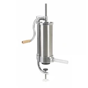 Aparat de făcut Cârnaţi Vertical Grunberg, 2.5 Kg, 4 pâlnii de 15, 19, 22 şi 25 mm, Inox și Aliaj Aluminiu