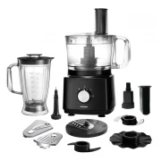 Robot de Bucătărie Heinner, 750 W, Bol 1.2 Litri, Blender 1.8 Litri, Disc Feliere, Mărunțire, Negru