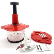 Tocator Manual Multifunctional Bony Vanora Home, Bol 2 Litri, Lame Inox, Plastic, Roșu