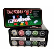 Set Poker Texas Hold'Em POKER1002, 200 Jetoane, 2 Carduri, Buton Dealer