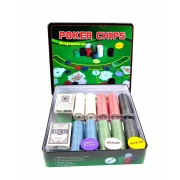 Set Poker Chips POKER500CHIPS, 500 Jetoane, Cărți de Joc, Buton Dealer, Mare, Mic