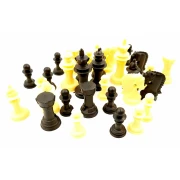 Set Piese de Șah Clasic, 32 Piese, Crem și Maro
