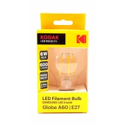 Bec LED cu Filament Clasic Kodak, A60, E27, 600LM, 6W, Lumină Caldă