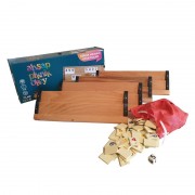 Joc Remi din Lemn Rummy Piknik Okey, 106 Piese, 4 Table Lemn Masiv, 43 cm