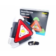 Lanternă de Avertizare cu Încărcare Solară, LED COB 5W, 5 Moduri Iluminare, Triunghiulară, Negru