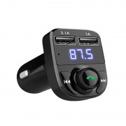 Modulator FM Bluetooth pentru Maşină MOD-X8-BT, 2 USB 3.1A+1.0A, microSD, Display, Handsfree, Negru