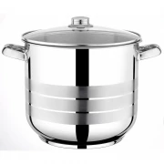 Oală cu Capac Grunberg, 7 Litri, 22 cm, Sticlă Termorezistentă, Inox