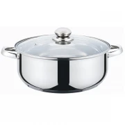 Cratiţă cu Capac Grunberg, 5.5 Litri, 28 x 10 cm, Capac din Sticlă, Inox, Inducție