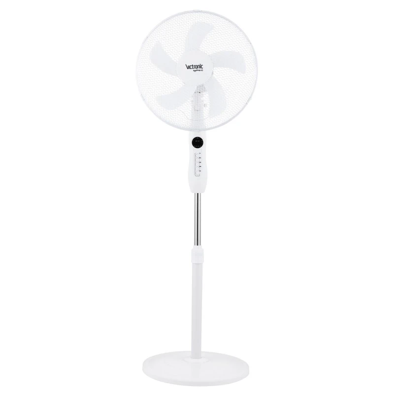 Ventilator cu Picior și Telecomandă Victronic, 40 W, 40 cm, 3 Trepte Viteză, Alb