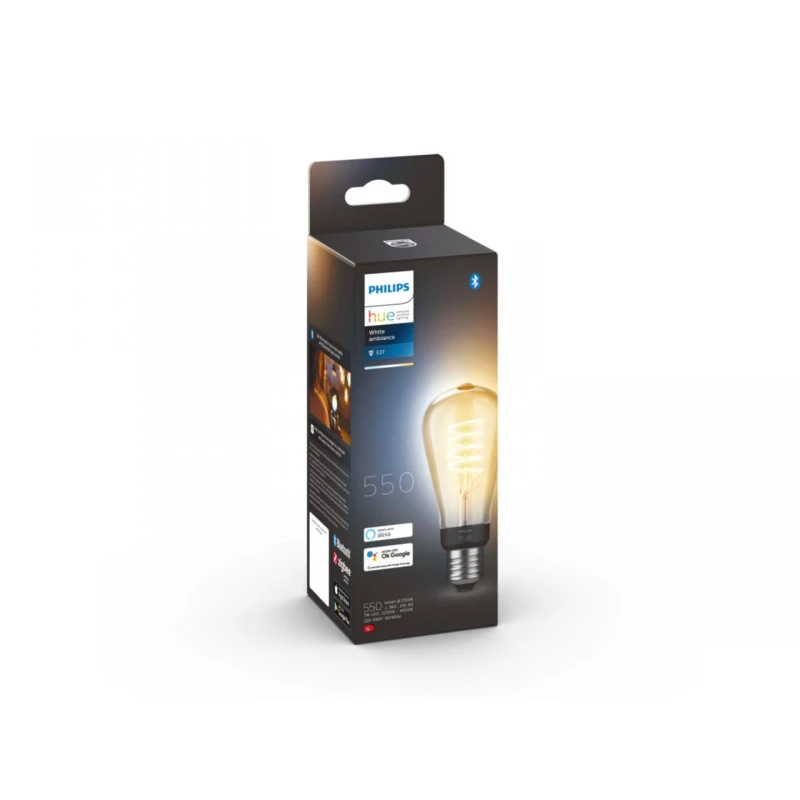 Bec LED inteligent vintage Philips Hue Filament Edison, Bluetooth, Zigbee,