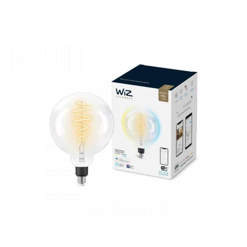 Bec LED inteligent vintage WiZ Filament Whites Philips, Wireless, G200,