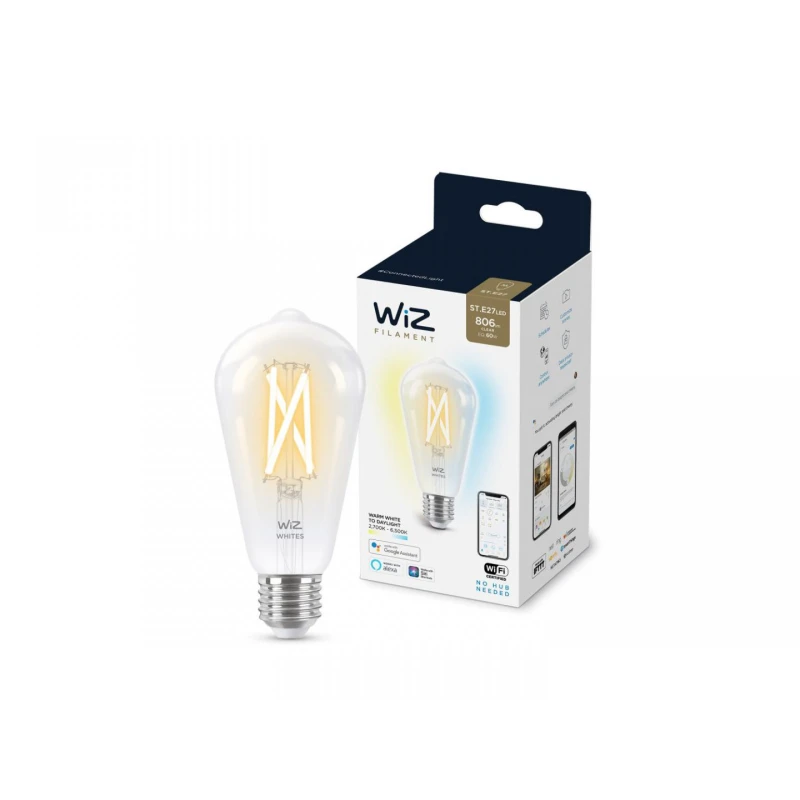 Bec LED inteligent vintage WiZ Filament Whites Philips, Wireless, ST64,