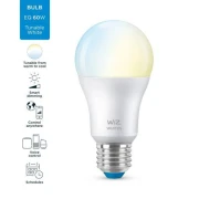 Bec LED inteligent WiZ Whites, Wi-Fi, A60, E27, 8W (60W)