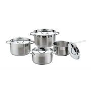 Set 4 Cratițe Inox Cooking by Heinner, 1.8/2.5/3.5/6 Litri, 8 Piese, Capace, Bază Capsulată, Aleida