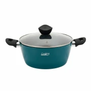 Semioală Aluminiu cu interior Marmorat Syvota Cooking by Heinner, 4.5 Litri, 24 cm, Capac, Tip Tuci