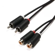 Cablu audio Serioux, 2 porturi RCA tata - 2 porturi RCA mama, negru