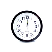 Ceas de Masă Clasic Quartz Black, 12.5 x 12.5 x 5 cm, Analogic, Cadran cu Cifre Mari, Alb/Negru