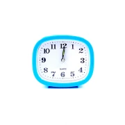 Ceas de Masă Clasic Quartz Blue, 12.5 x 12.5 x 5 cm, Analogic, Cadran cu Cifre Mari, Alb/Albastru