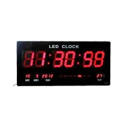Ceas Electronic LED Roșu, Oră, Minut, Secundă, Dată, Senzor Temperatură, Negru