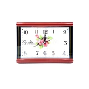 Ceas de Masă cu Afișaj Analogic Flowers, 20.5 x 15.5 x 6.5 cm, Cadran cu Cifre Mari, Alb
