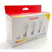 Set 3 Becuri LED Toshiba A60 E27 806LM 8.5W, Lumină Caldă