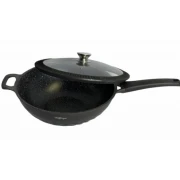 Tigaie wok cu capac, interior marmorat, diametru 32 cm, CHEFFINGER