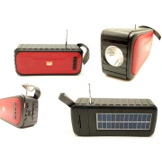 Boxă Portabilă cu Panou Solar WK, Bluetooth, Radio, Putere 7W, Acumulator 1200 mAh, Lanternă, Negru