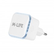 Amplificator de Semnal Wireless Repeater M-Life, 300 Mbps, 1 LAN RJ45, 10 Utilizatori, Wi-Fi Extender