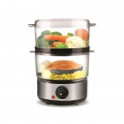 Aparat de Gătit cu Aburi Hausberg, 400 W, 4.8 Litri, 2 Nivele, Capac transparent, Inox