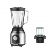 Blender cu Râșnită și Bol din Sticlă Hausberg, 600 W, 2 Viteze cu Pulsații, Vas 1.5 Litri, Gri