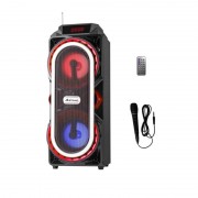 Boxă Portabilă cu Lumini, Bluetooth, Radio şi Microfon AiLiang, 10 W Stereo, USB şi Card, Baterie, Telecomandă, Diverse Culori