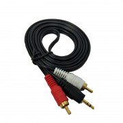 Cablu Audio-Video Jack 3.5mm Tată - 2 RCA Tată MGZ, 1.5 metri, Negru