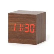 Ceas Cub Digital Lemn Wooden Clock, 7.5 x 7.5 x 9 cm, Temperatură, Alarmă, Diverse Culori