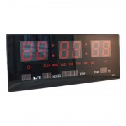 Ceas Digital LED Clock DD-3615, 48 x 19 x 5 cm, 220 V, Oră 12H/24H, Dată D/M/W, Alarmă, Termometru, Negru