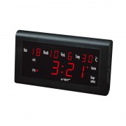 Ceas Digital LED Clock VST, 220 V, Oră 12H/24H, Dată D/M/W, Alarmă, Termometru, Negru