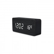 Ceas Digital Lemn Wooden Clock VST, 15 x 7 cm, Termometru Digital, Alimentare Baterii şi USB, Diverse Culori
