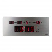 Ceas Digital Metalic de Birou Slim LED Clock, Oră și Dată, Termometru, Alarmă, Argintiu, Diverse Culori