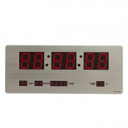 Ceas Digital Metalic Slim LED Clock, Oră și Dată, Termometru, Alarmă, Argintiu, Diverse Culori