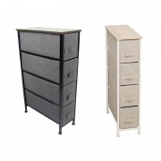 Comodă cu 4 Sertare Textile și Blat MDF Grunberg, 20 x 48 x 75.5 cm, Cadru Metalic, Diverse Culori