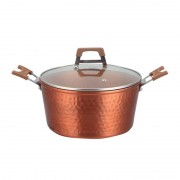 Cratiţă din Aluminiu cu interior Marmorat Grunberg, 5 Litri, 24 cm, Capac Sticlă, Arămiu