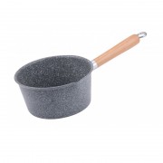 Cratiţă cu Mâner placată cu Ceramică Marmorată Grunberg, 1.1 Litri, 14 cm, Mâner Lemn, Negru