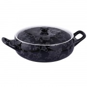 Cratiţă Rotundă cu Capac din Ceramică Vabene, 1.5 Litri, 2 Piese, Pentru Cuptor, Negru