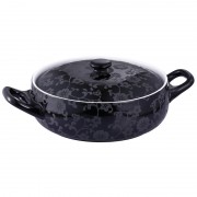 Cratiţă Rotundă cu Capac din Ceramică Vabene, 2 Litri, 2 Piese, Pentru Cuptor, Negru