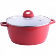 Cratiţă rotundă din Aluminiu cu interior Ceramic cu Capac DeKassa, 5.5 Litri, 28 cm, 2 Piese