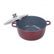 Cratiţă tip Tuci din Aluminiu cu interior Marmorat Grunberg, 13 Litri, 36 cm, Capac inclus