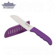 Cuţit Santoku multifuncţional din Ceramică Albă Peterhof, Mâner Silicon, Diverse culori