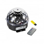 Glob Disco Multicolor cu Jocuri de Lumini LED şi USB Crystal Magic Ball, 220 V, Telecomandă, MP3 Player, Proiector LED-uri Party