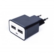 Încărcător Dual USB la Priză Universal Travel EKA, 5.0 V, 2.1+1 A, 2 Slot USB, Adaptor fără Cablu, Diverse Culori