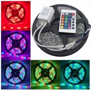 Kit Bandă LED RGB cu Telecomandă DeLight Electric, 5 metri, 60 LED/metru, 10W/metru, 12V, IP65