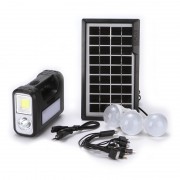 Kit Lanternă cu 3 Becuri LED și Încărcare Solară GDLite, Acumulator 6 V / 4 Ah, Panou Solar